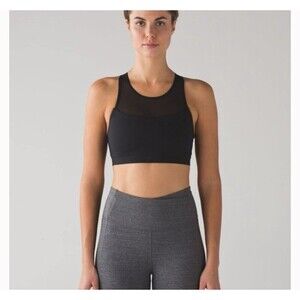 Lululemon Gear up bra black mesh high neck womens 4